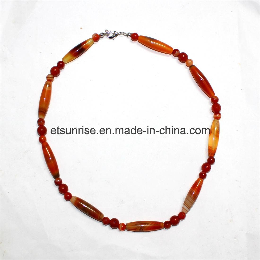 Fashion Crystal Carnelian Stone Beaded Necklace Jewelry