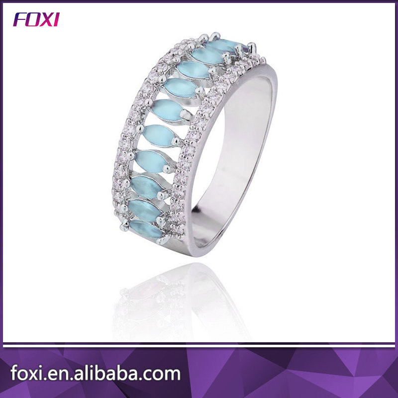 Brazil Design Fashion Glass Stone Brass Finger Rings for Women