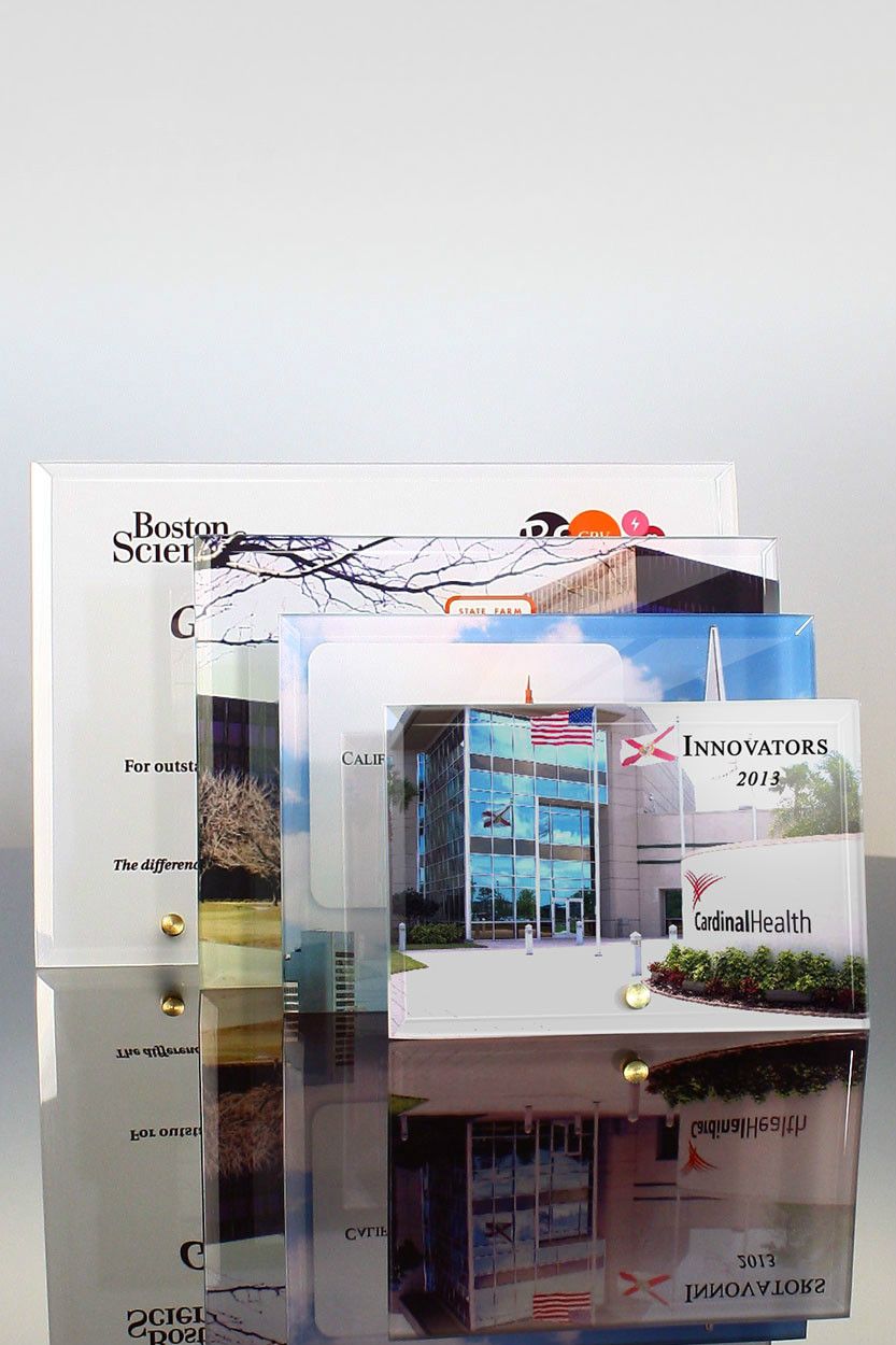 Full Color Printed Glass with Gold Pin Landscape (#6001-L, #6002-L, #6003-L, #6004-L)
