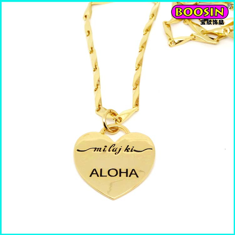 Fashion Wholesale Engrave Letter Gold Heart Pendant Necklace