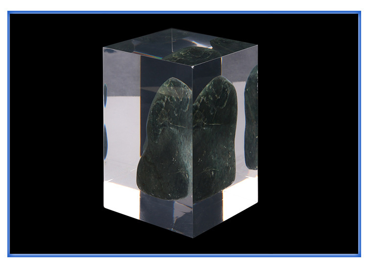 Clear Acrylic Paperweight with Paper Embedment