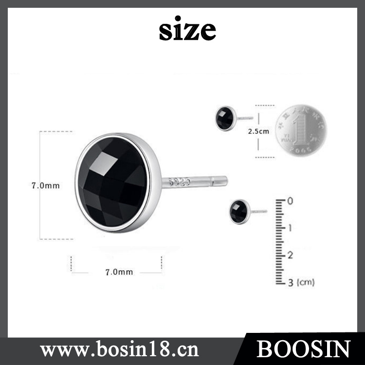 Men Cool Black Stone Crystal Earring