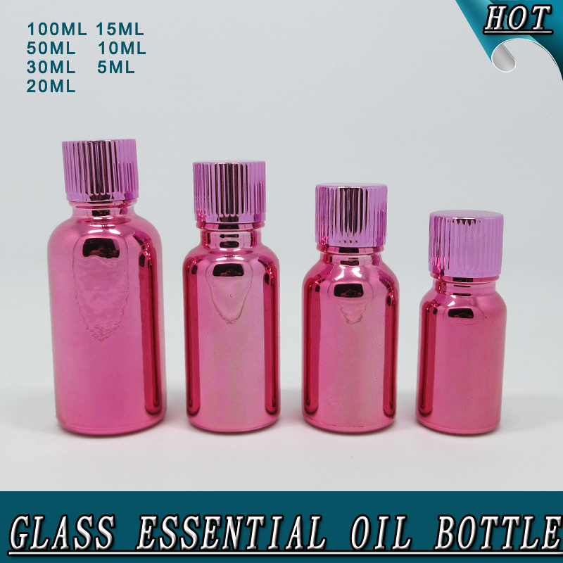 Wholesale New Design Customized Electroplated Rose Red Glass Essential Oil Bottle