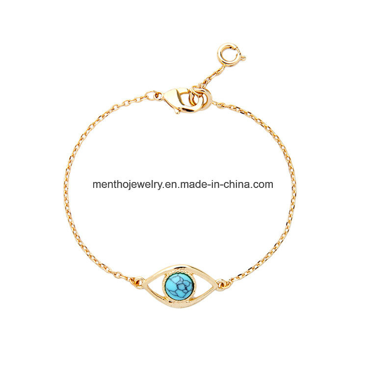 Retro Simple Elegant Tiger's Eye Cuff Bracelet Eyes Shape Pendant Jewelry