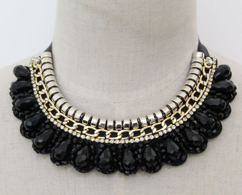 Handmade Bead Crystal Fashion Charm Chunky Costume Choker Necklace (JE0020)
