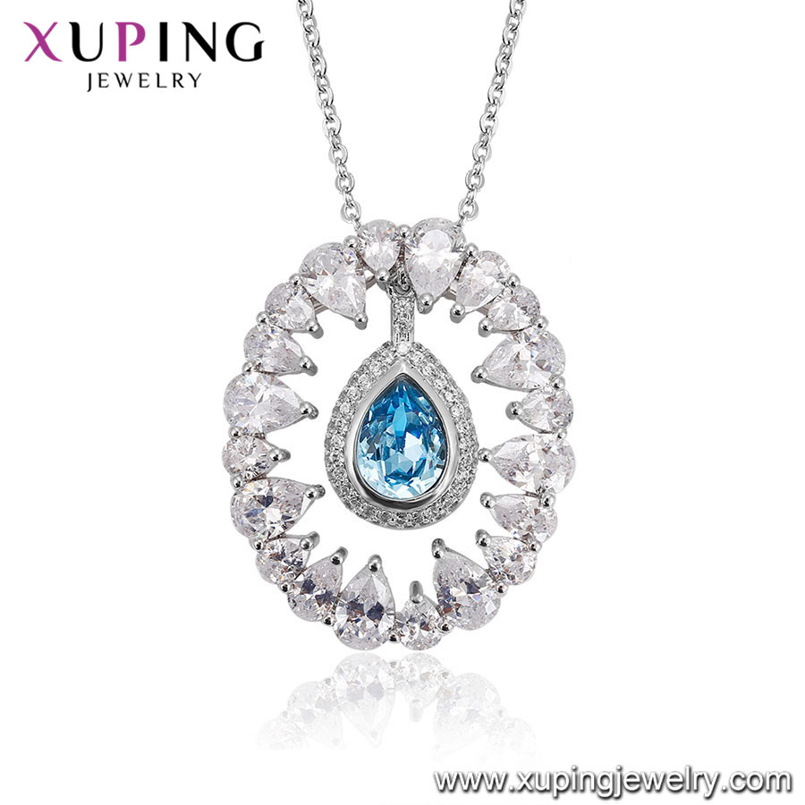 43614 Xuping Charms Crystals From Swarovski Ladies Fashion White Gold Necklace Jewelry