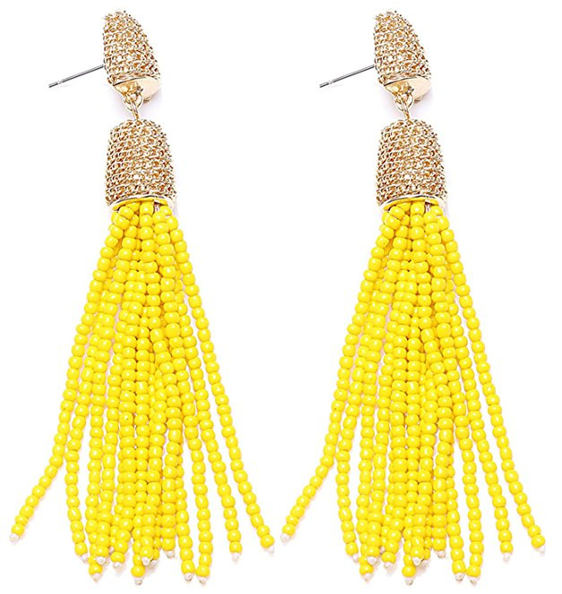 Bead Fringe Dangle Earrings Soriee Drop Earrings Beaded Tassel Ear Drop 5 Colors