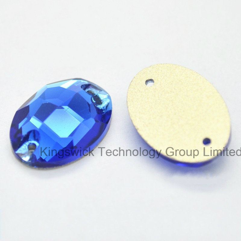 Sapphire Oval Flat Back Sew on Rhinestones