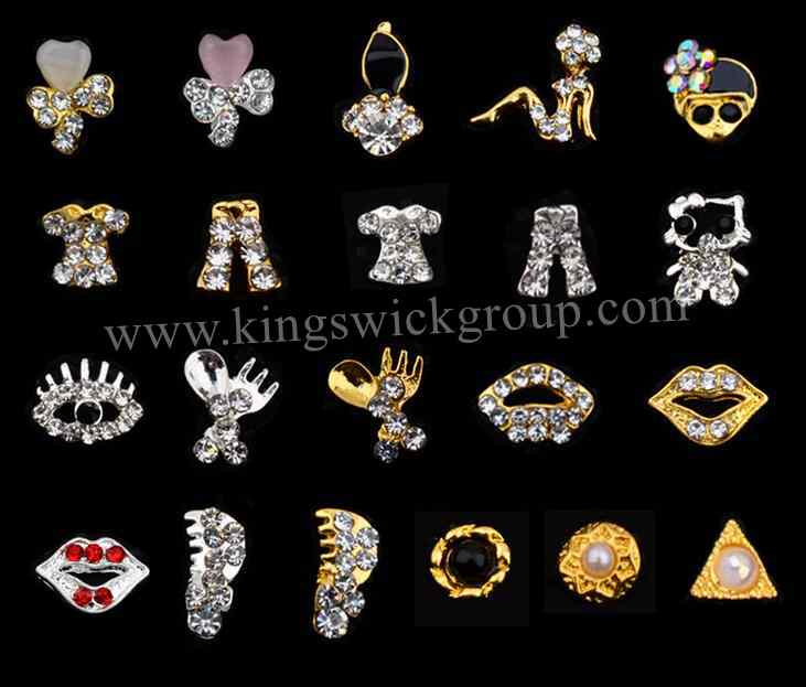 Flower Bow Gold Metal Pearl Diamond Alloy Rhinestones Nail Art Jewellery