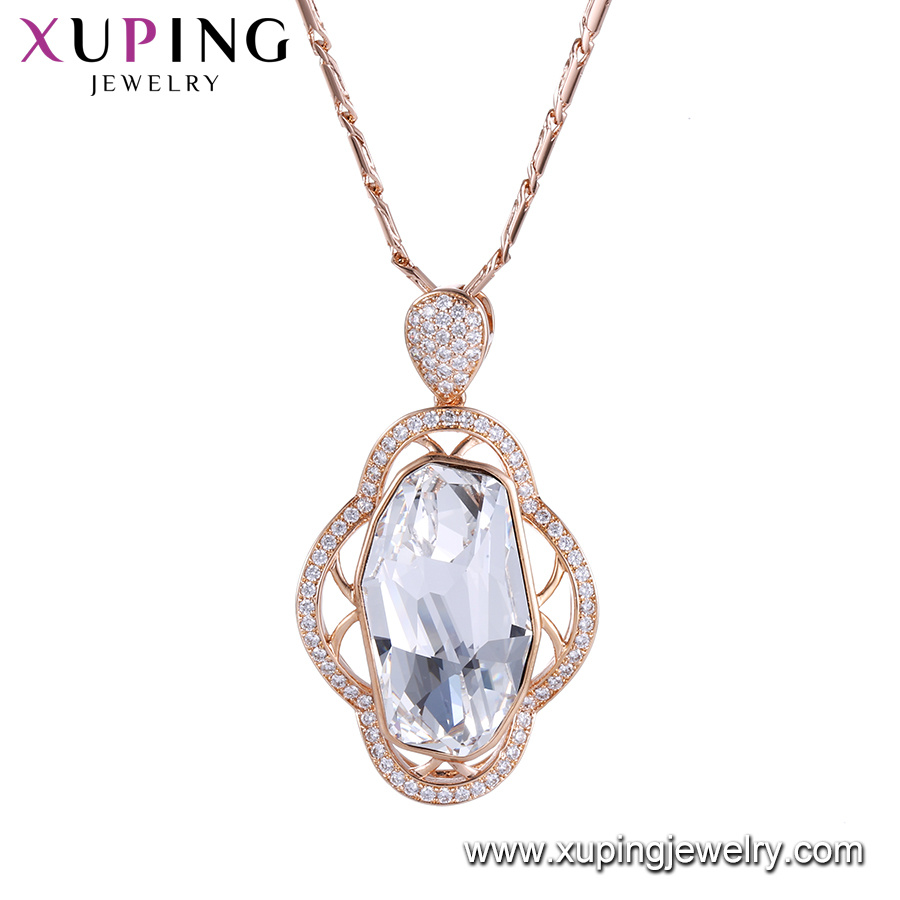 43150 Xuping Logo Large Stone Necklaces Crystals From Swarovski