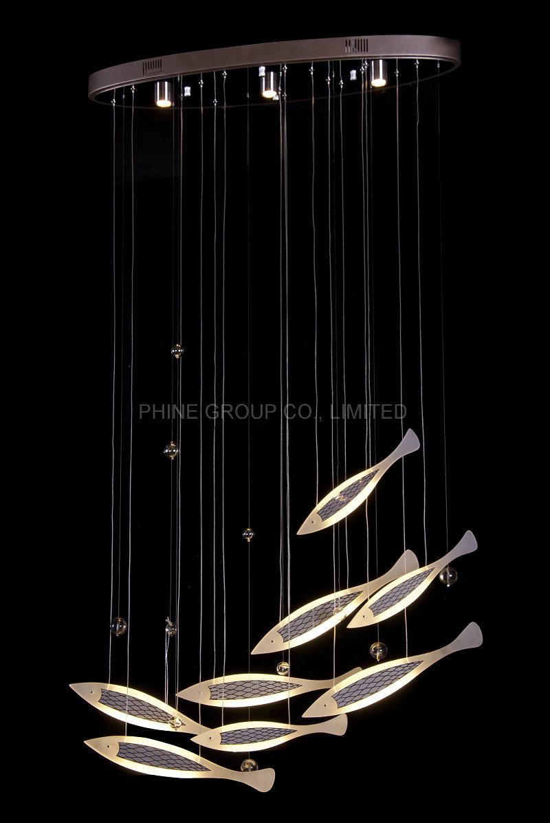 LED Oval Modern Fish Lounge Indoor Decorative UL Pendant Lamp