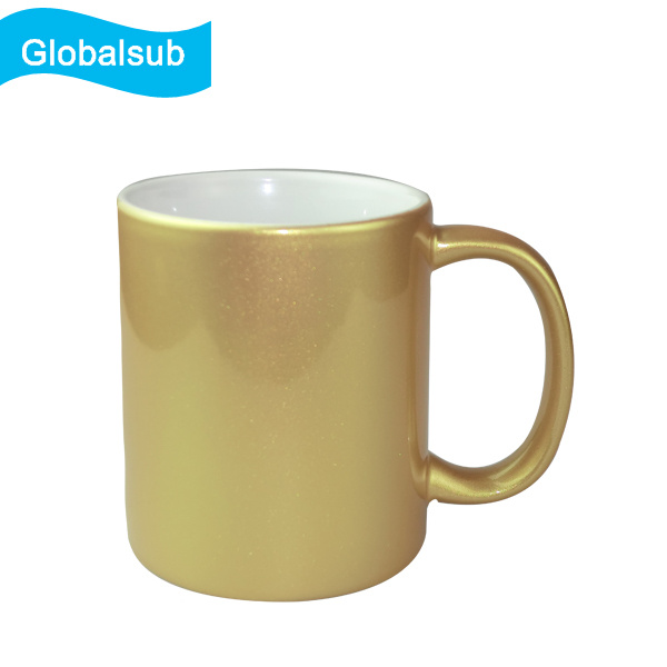 Wholesale Price Gold Sparking Blank Coated Mugs 11oz