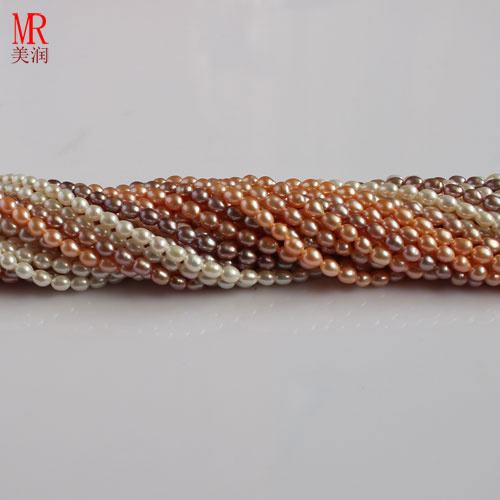 5-6mm Mixed Color Rice Shape Freshwater Pearl Strand