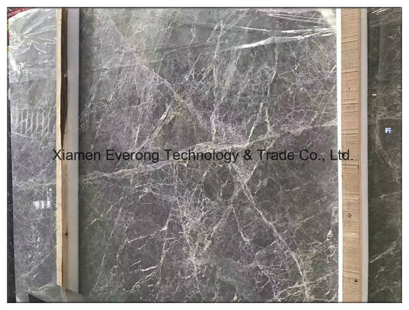 China Hermes Grey Marble Slab for Countertop and Tile with Veins