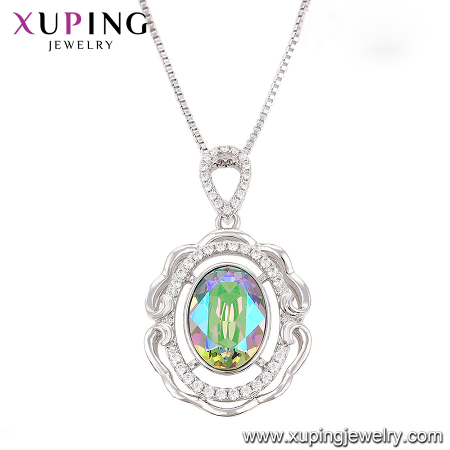 43090 Fashion Luxury Round Crystals From Swarovski Rhodium Imitation Jewelry Pendant Necklace