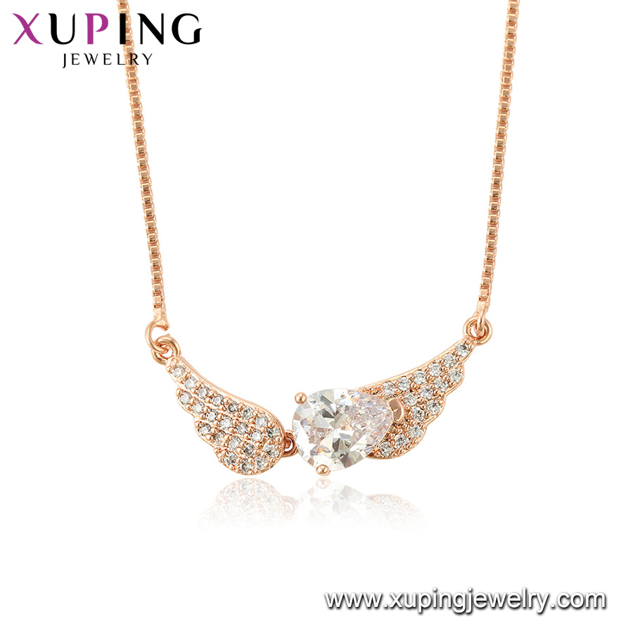 44452 Fashion Rose Gold Color Jewelry Zircon Key Pendant Necklace