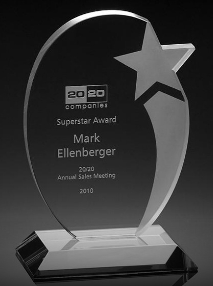 Elliptical Star Crystal Trophy
