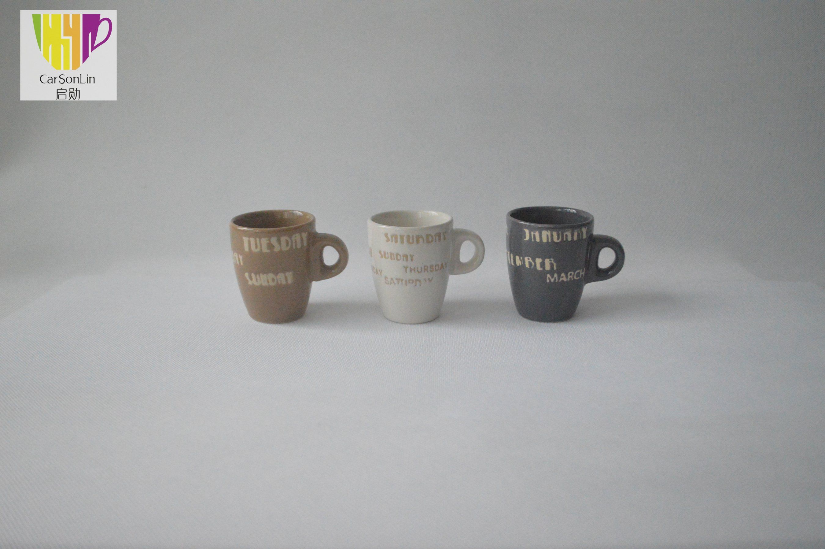 Three Color Little Coffee Mug with Silk Screen