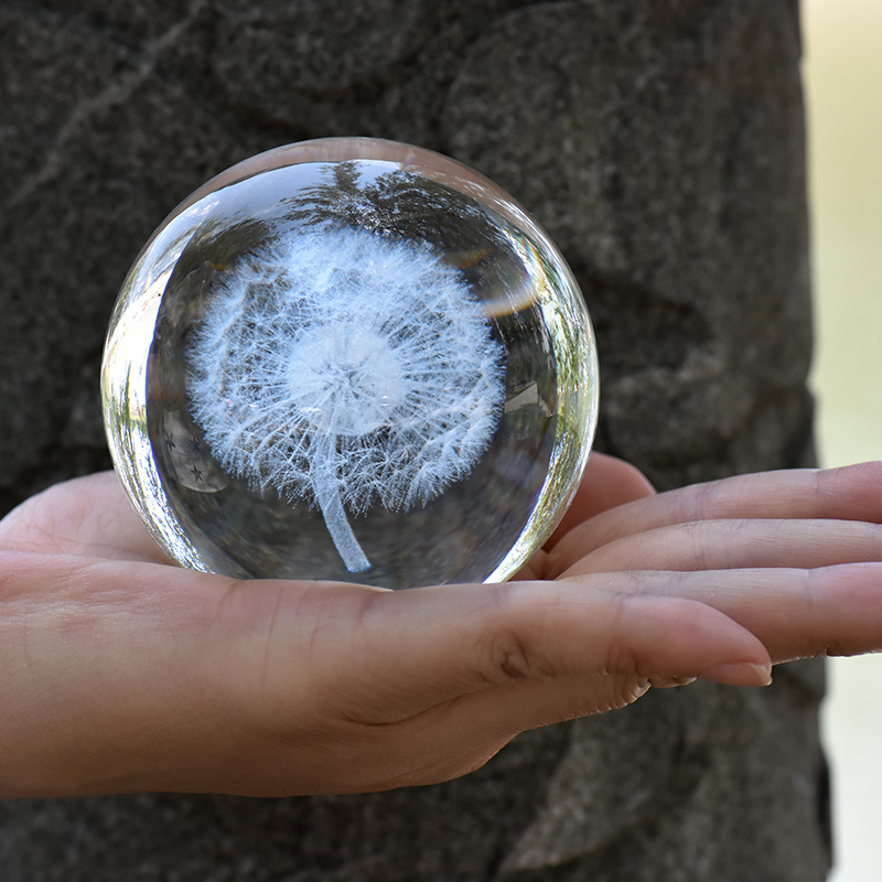 Crystal Ball Faceted 3D Laser Engraving Crystal Glass Ball