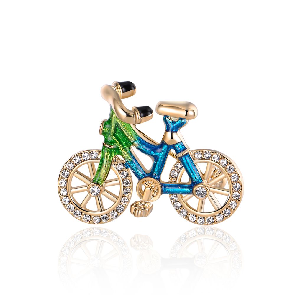 Enamel Bike Rose Gold Plating OEM Unique Alloy Brooch