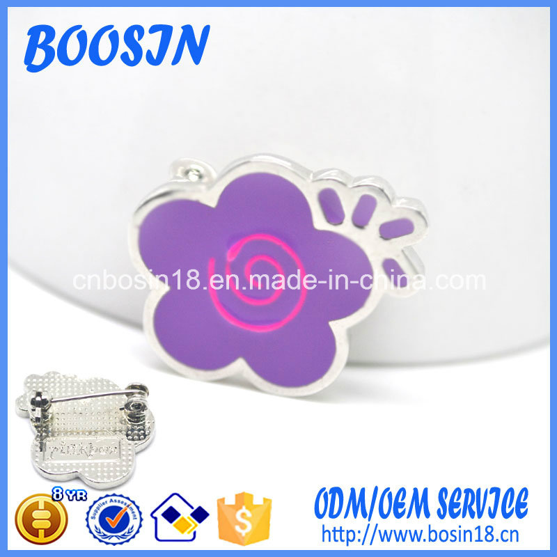 2017 Latest Design Purple Enamel Flower Shape Brooch Wholesale