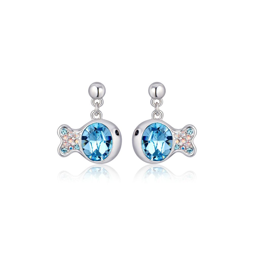 Popular Blue Crystal Fish Shape Earring Most Fashion Jewelry