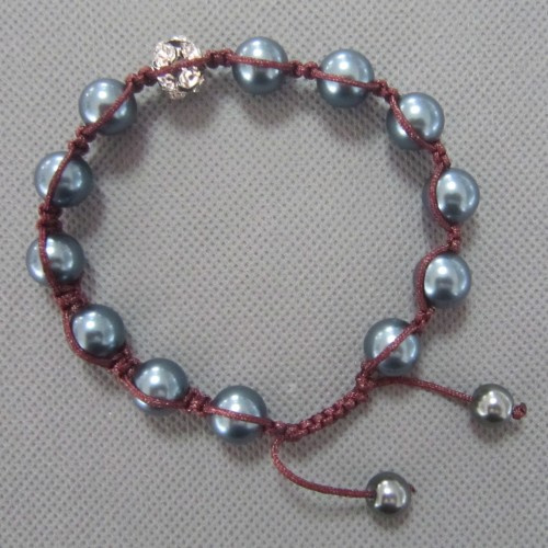 Teal Shell Beads Bracelet With Sparkle Crystal (BP137)