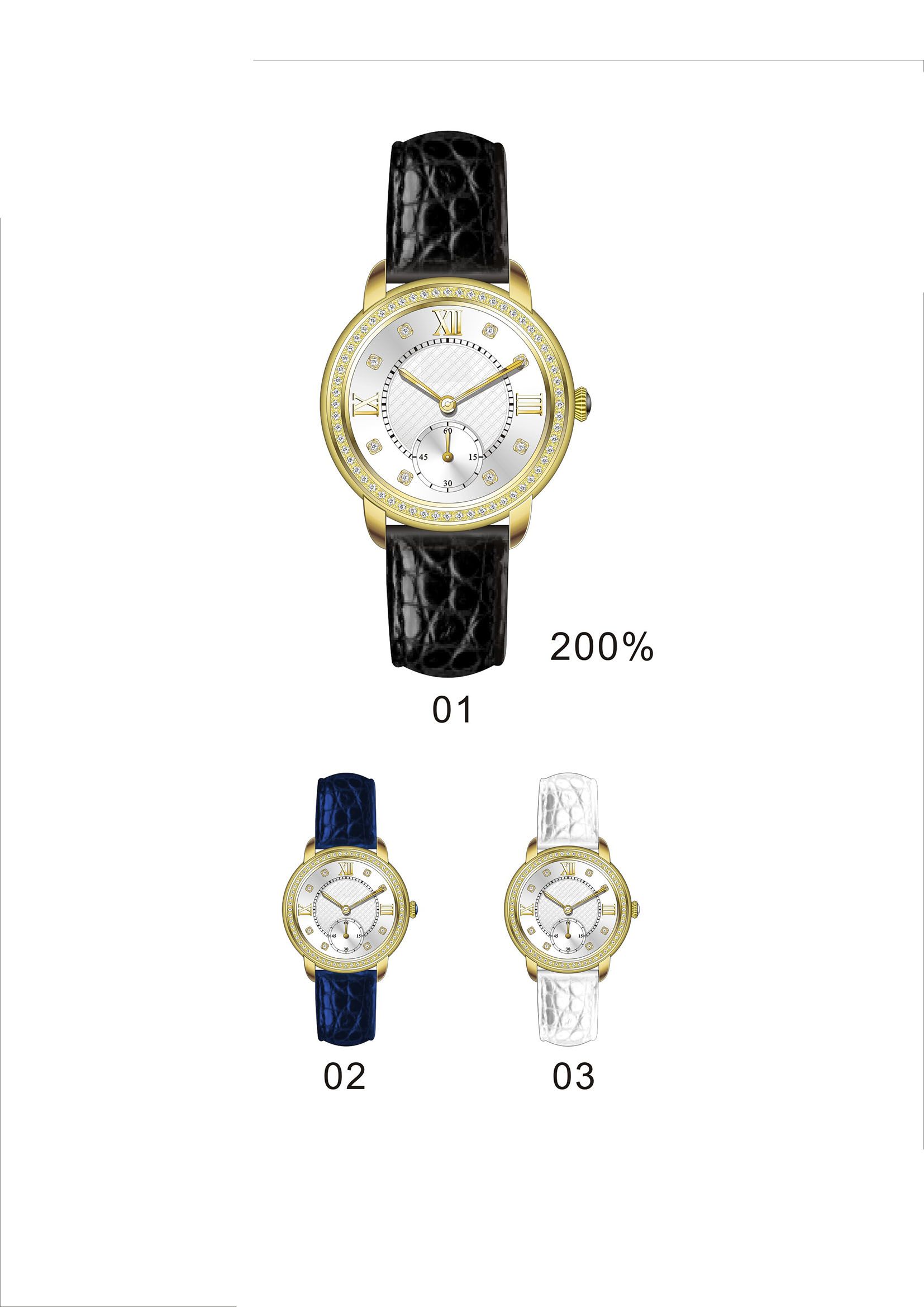 Roman Digital Crystal Classic Leisure Double Needle Quartz Watch