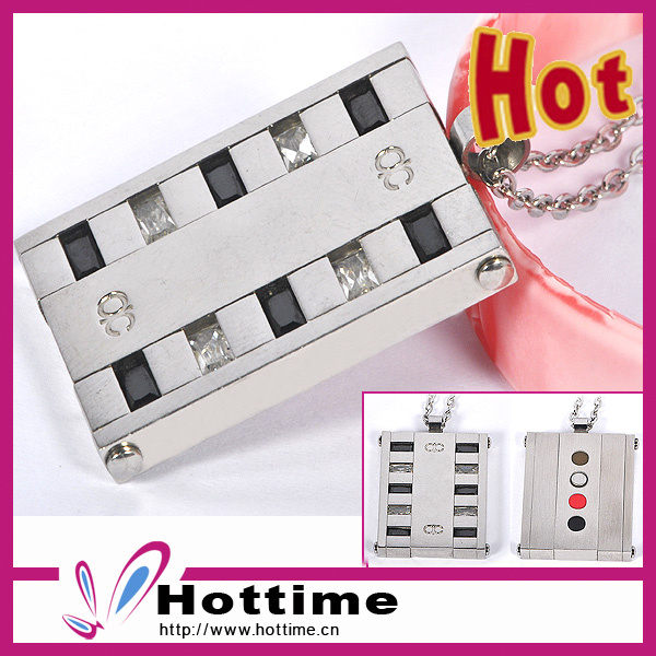 Double Line Crystal Stainless Steel Pendant with Scalar Energy