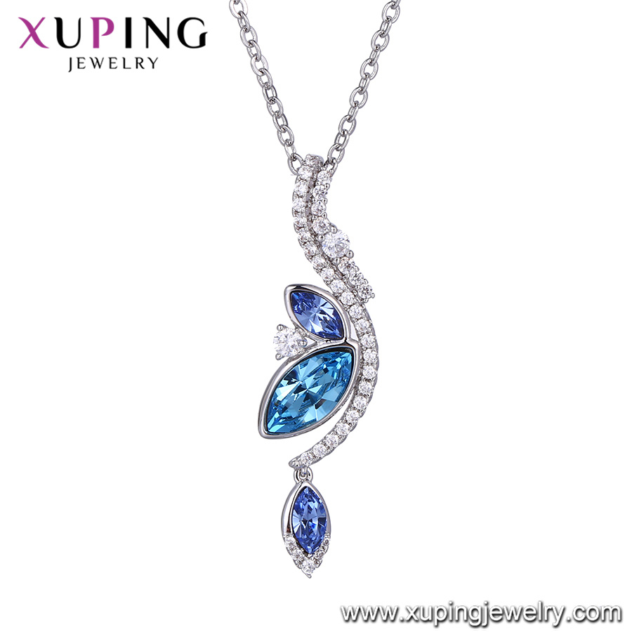 44012 Xuping Newest Design Gold Necklace Crystals From Swarovski Leaf Gold Pendant Necklace