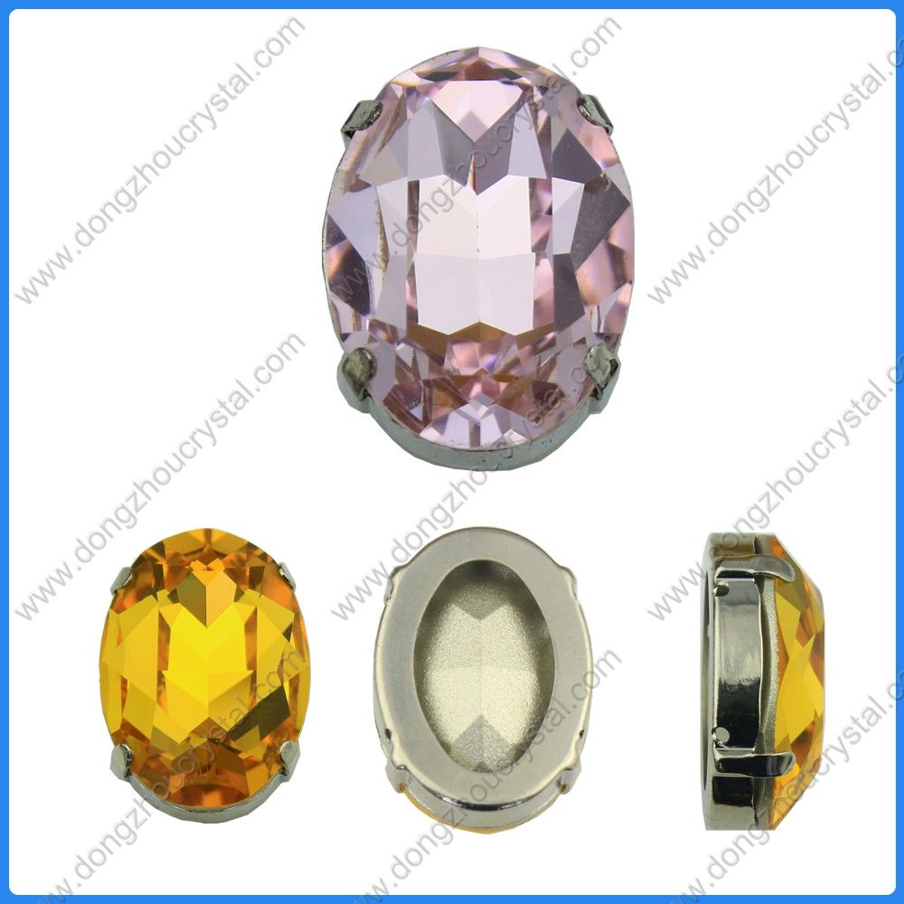 Bulk Point Back Oval Shaped Sew on Rhinestone Crystal
