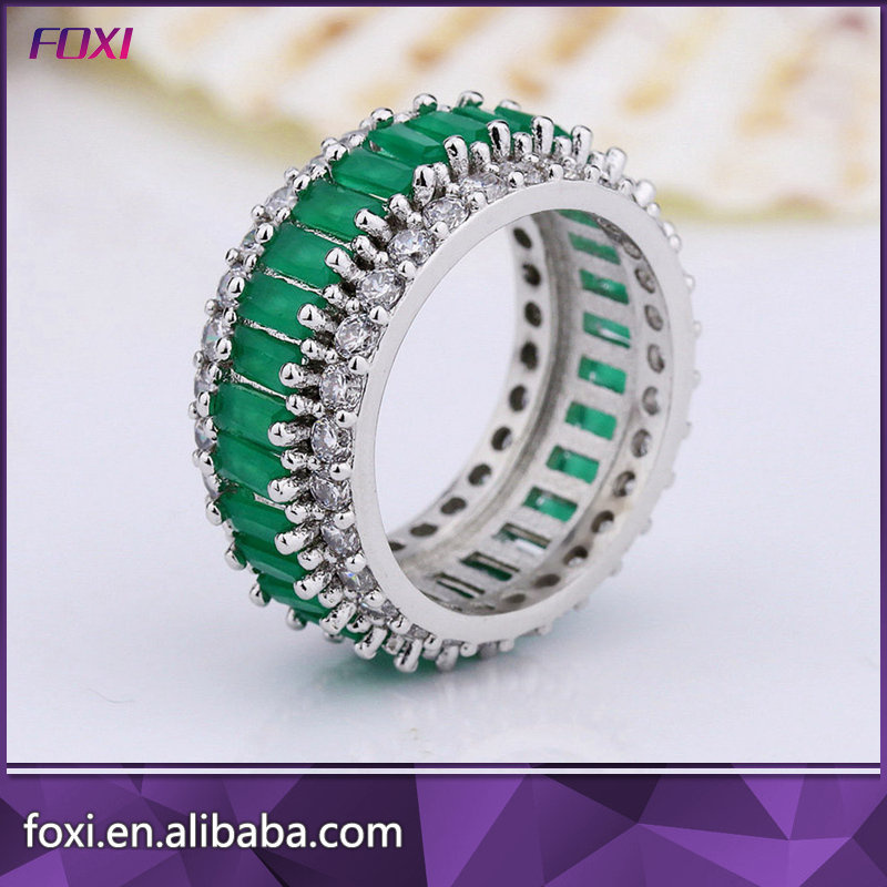 Hot Selling 18k White Gold Cubic Zircon Baguette Cluster Ring