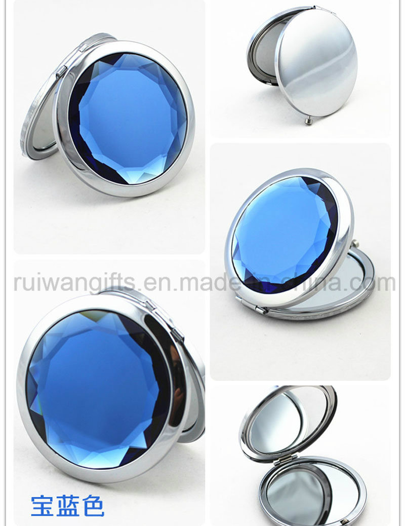 Round Acrylic Pocket Mirrors, Crystal Diamond Pocket Size Mirror