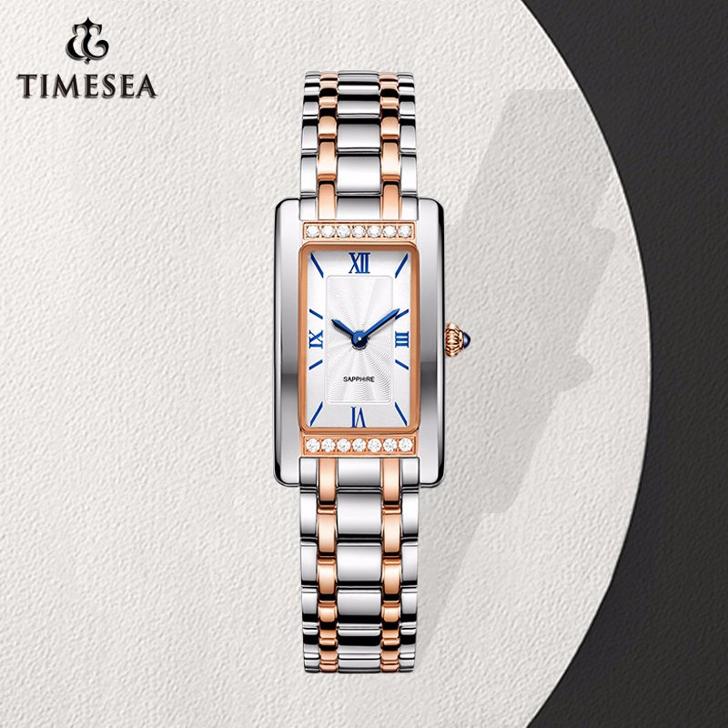 Lady Waterproof Crystal Square Wrist Watch with Blue Hand 71020