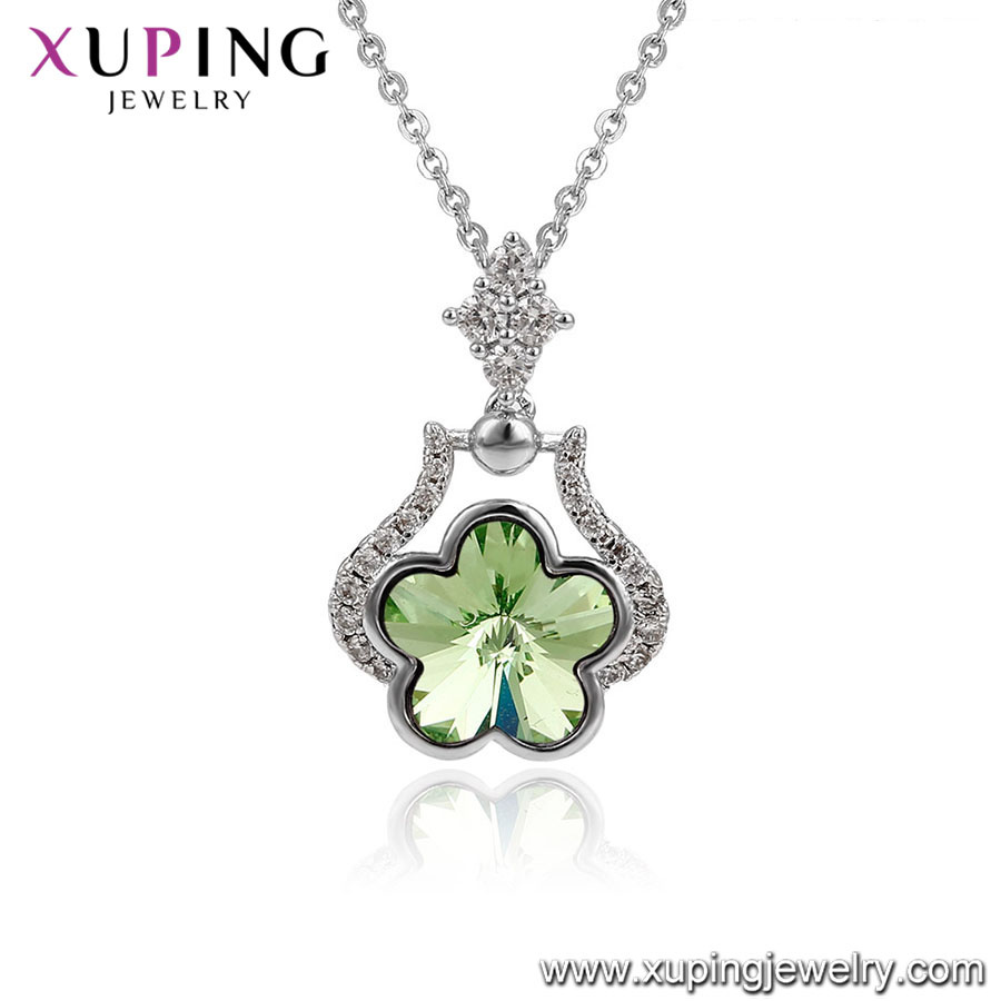 43482 Xuping Newest Designed Fashion White Gold Plated Crystals From Swarovski Flower Pendant Necklace Jewelry