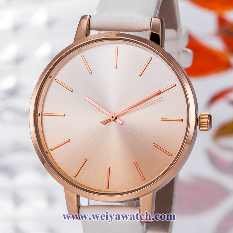 OEM Leather Strap Lady Quartz Wist Watch Ladies Watches (WY-17029C)