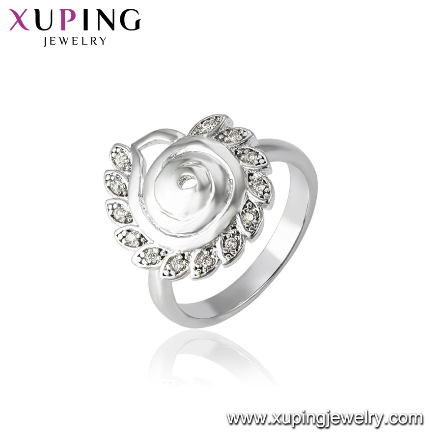 15153 Xuping Fashion Three-Row Diamond Simple Temperament Ring with Rhodium Plated