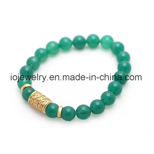 Gemstone Jewelry Agate Bracelet with Metal Charms