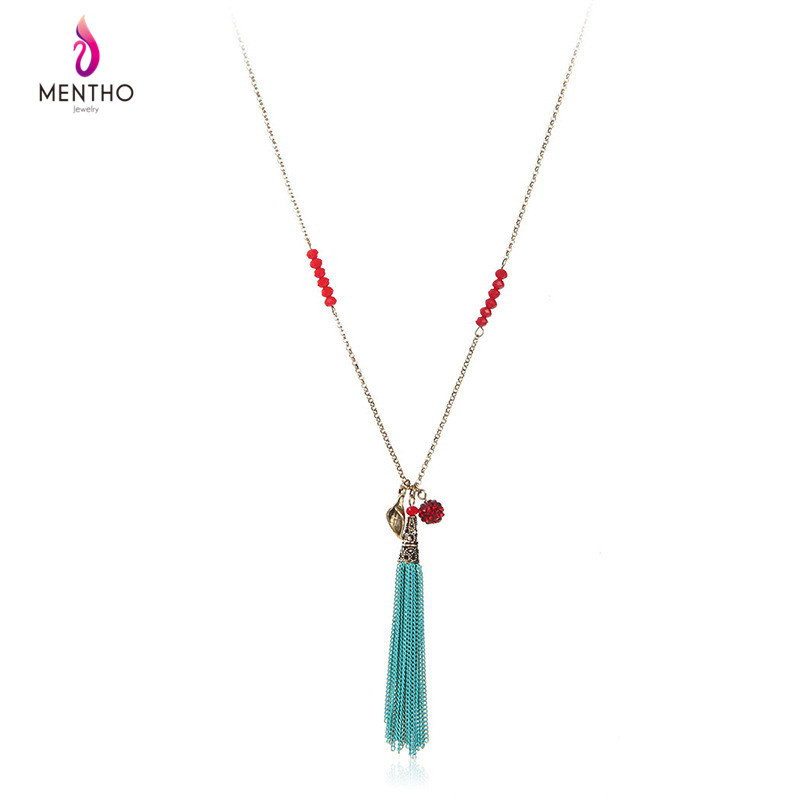 European and American Fashion Retro Alloy Necklace Long Tassel Pendant Jewelry
