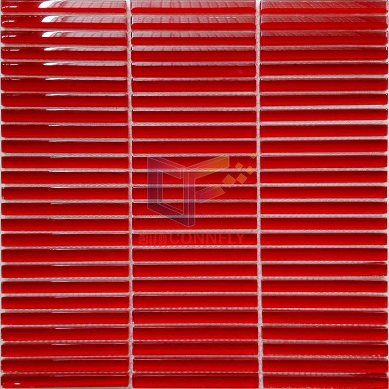 Red Crystal Strip Tile Mosaic Tile (PT110)