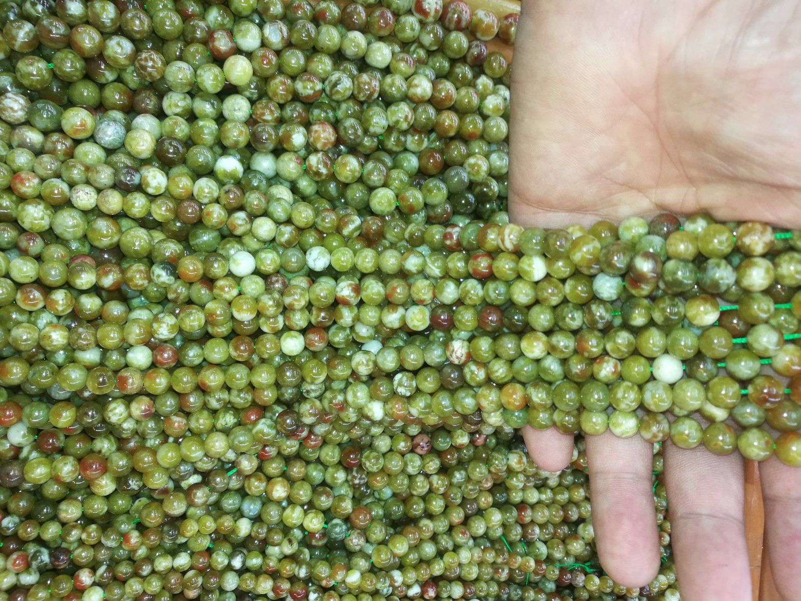 Gemstone Semi Precious Stone Crystal Green Serephinite Bead String