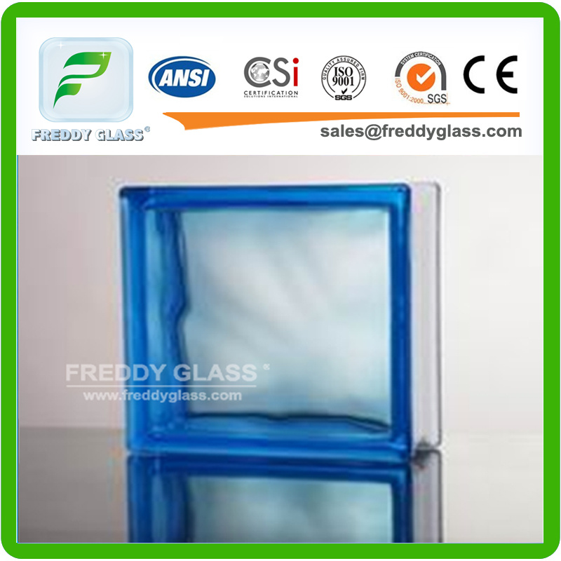 Blue/Green/Clear Ripple Patterned Glass Block/Clear Water Cube Glass Brick/Brick Glass for Decoration (G-B)
