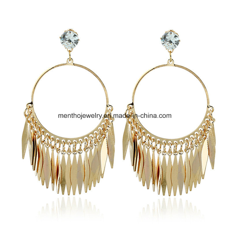 Retro Metal Tassel Earrings Leaves Design for Girls