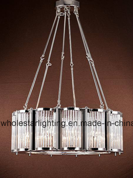 Modern Steel Chandelier with Crystal Shades