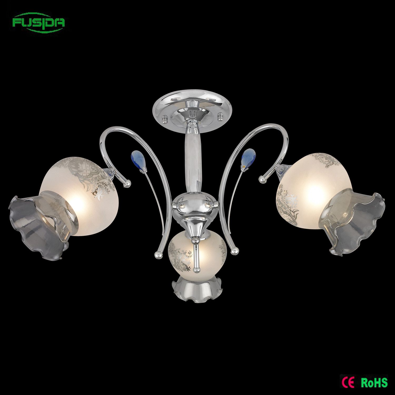 Mosaic Flower Glass Shade Chandelier in Eropean Style