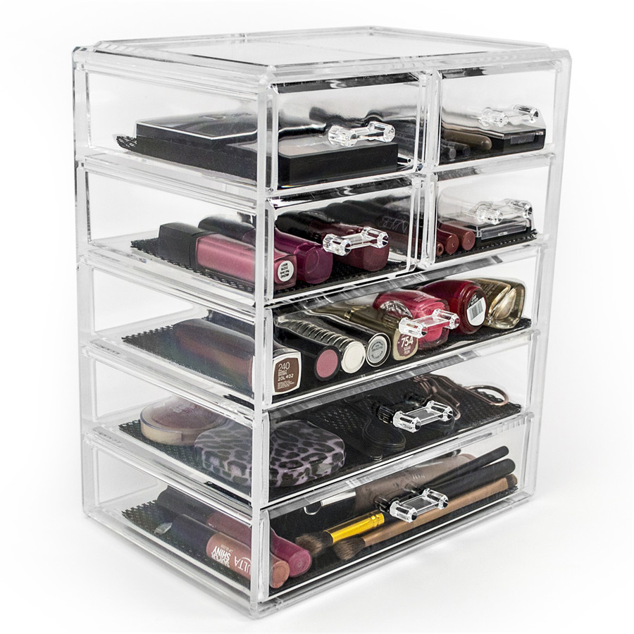 7 Drawer 5-Tier Acrylic Makeup Drawer with Crystal Knob Handle