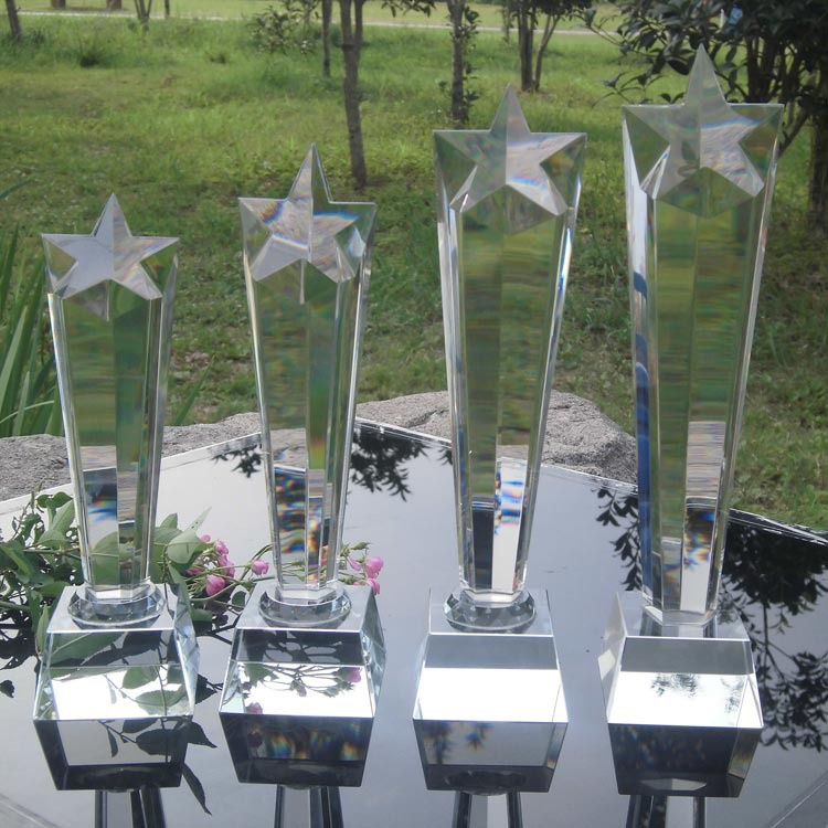   K9 Material Crystal Five Column Trophy Awards for Celebration