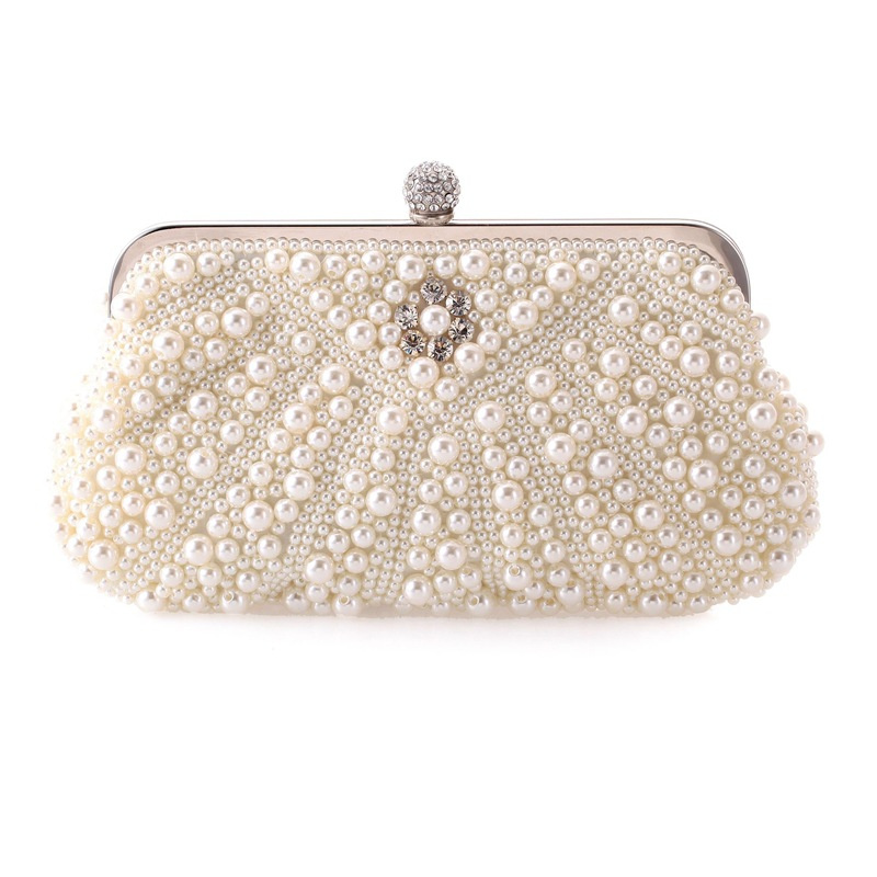 Low MOQ Women Handbag Vintage Designer Party Pearl Clutch Bag