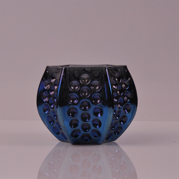 Gradient Color Iridescent Round Glass Container for Candles