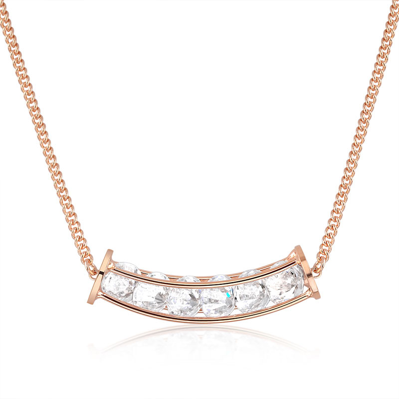 Gold Plated Beads Necklace with Crystal Perfume Pendant